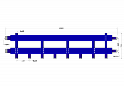 Коллектор DB40-U4+1.25.125, до 100 кВт, подача-обратка 1 1/2", потребители 1"