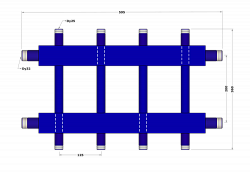 Коллектор DB40-U2+2+1.25.125, до 100 кВт, подача-обратка 1 1/2", потребители 1"