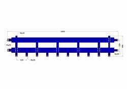 Коллектор DB32-U5+1.25.125, до 70 кВт, подача-обратка 1 1/4", потребители 1"