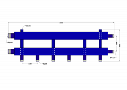 Коллектор DB40-U3+1.25.125, до 100 кВт, подача-обратка 1 1/2", потребители 1"