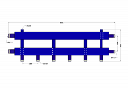 Коллектор DB32-U3+1.25.125, до 70 кВт, подача-обратка 1 1/4", потребители 1"