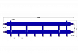 Коллектор DB32-U4+1.25.125, до 70 кВт, подача-обратка 1 1/4", потребители 1"
