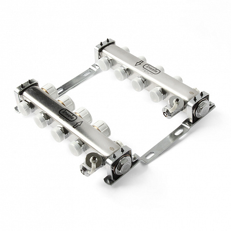 Коллекторная группа в сборе с запорно-регулирующими вентилями INOX STEEL 1" 7/50 7 выходов