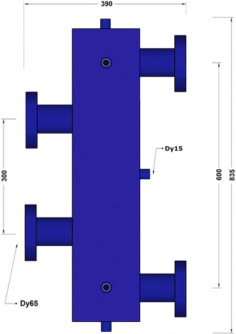 Гидравлический разделитель G 65/65 F, до 260 кВт, подача-обратка, потребители фланец Ду65