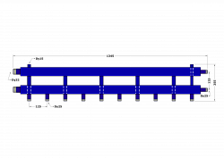 Коллектор DB40-U5+1.25.125, до 100 кВт, подача-обратка 1 1/2", потребители 1"