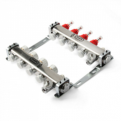 Коллекторная группа в сборе с расходомерами INOX STEEL 1" 3/50 3 выхода